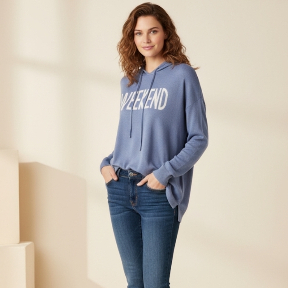 Rachel Zoe Lightweight Weekend Sweater Hoodie in Periwinkle Size 2X